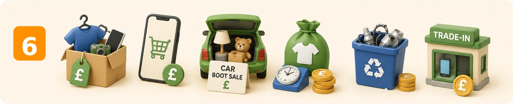 Selling unused clothes, gadgets and household items online and at car boot sales for extra cash in the UK