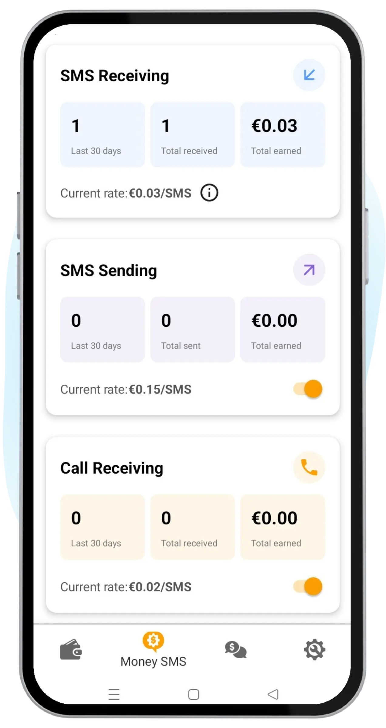 Teste de chamadas ativado na tela inicial