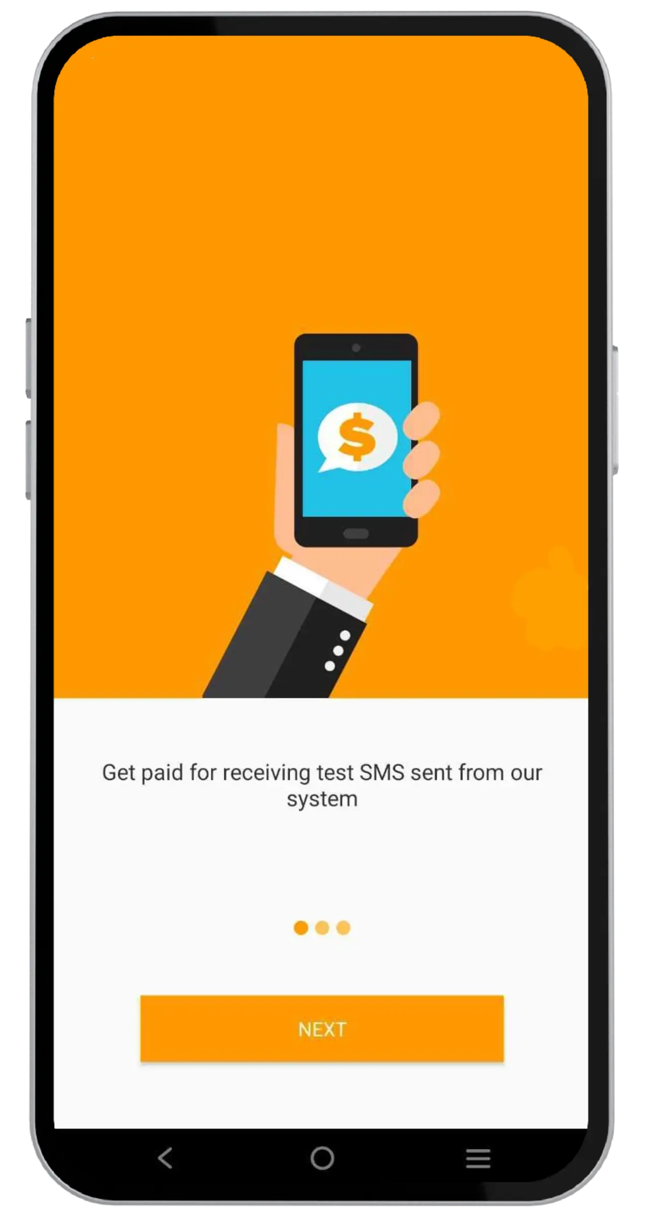 Schermata di benvenuto Money SMS con carosello di onboarding