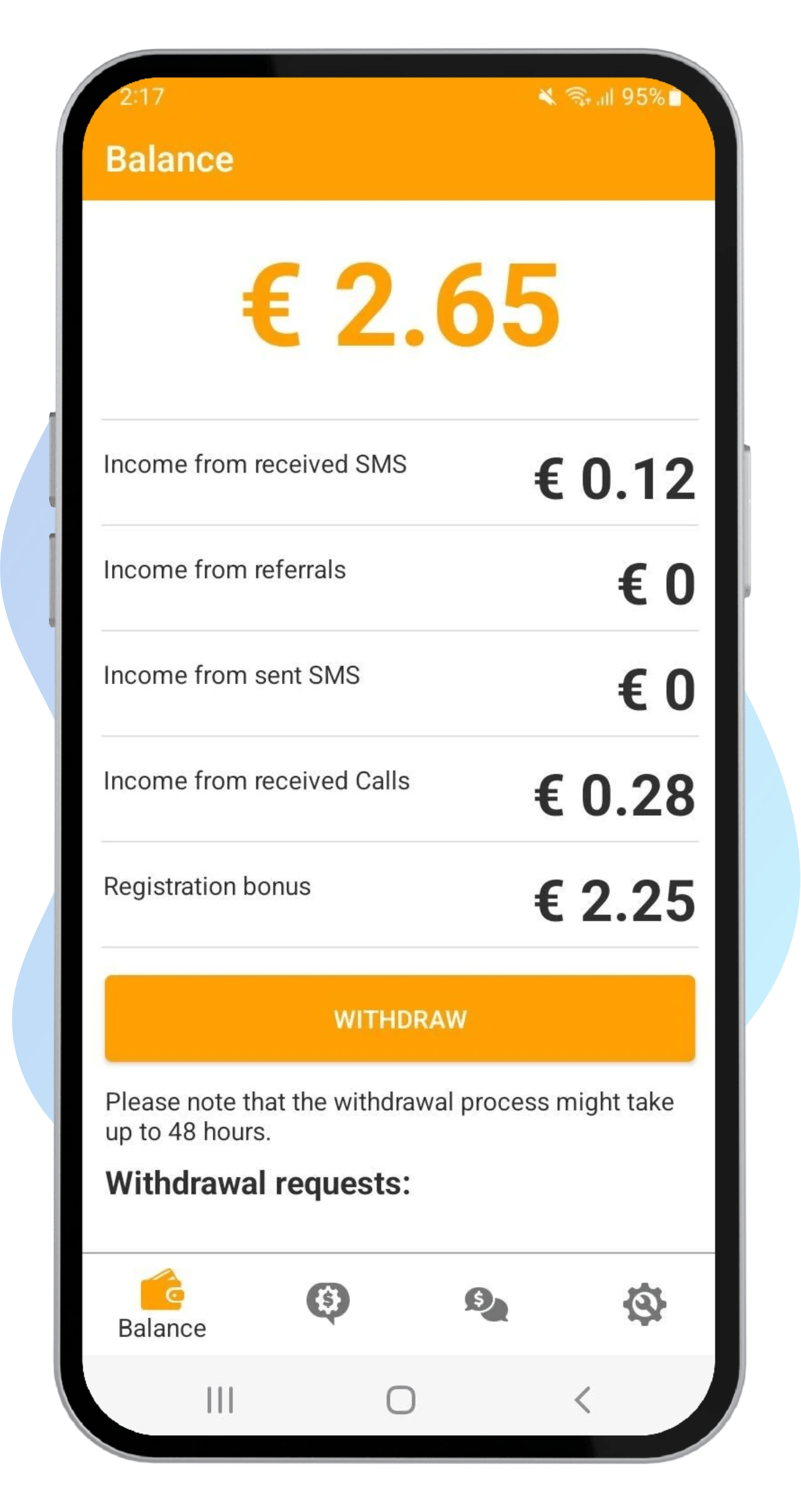 Écran de solde Money SMS