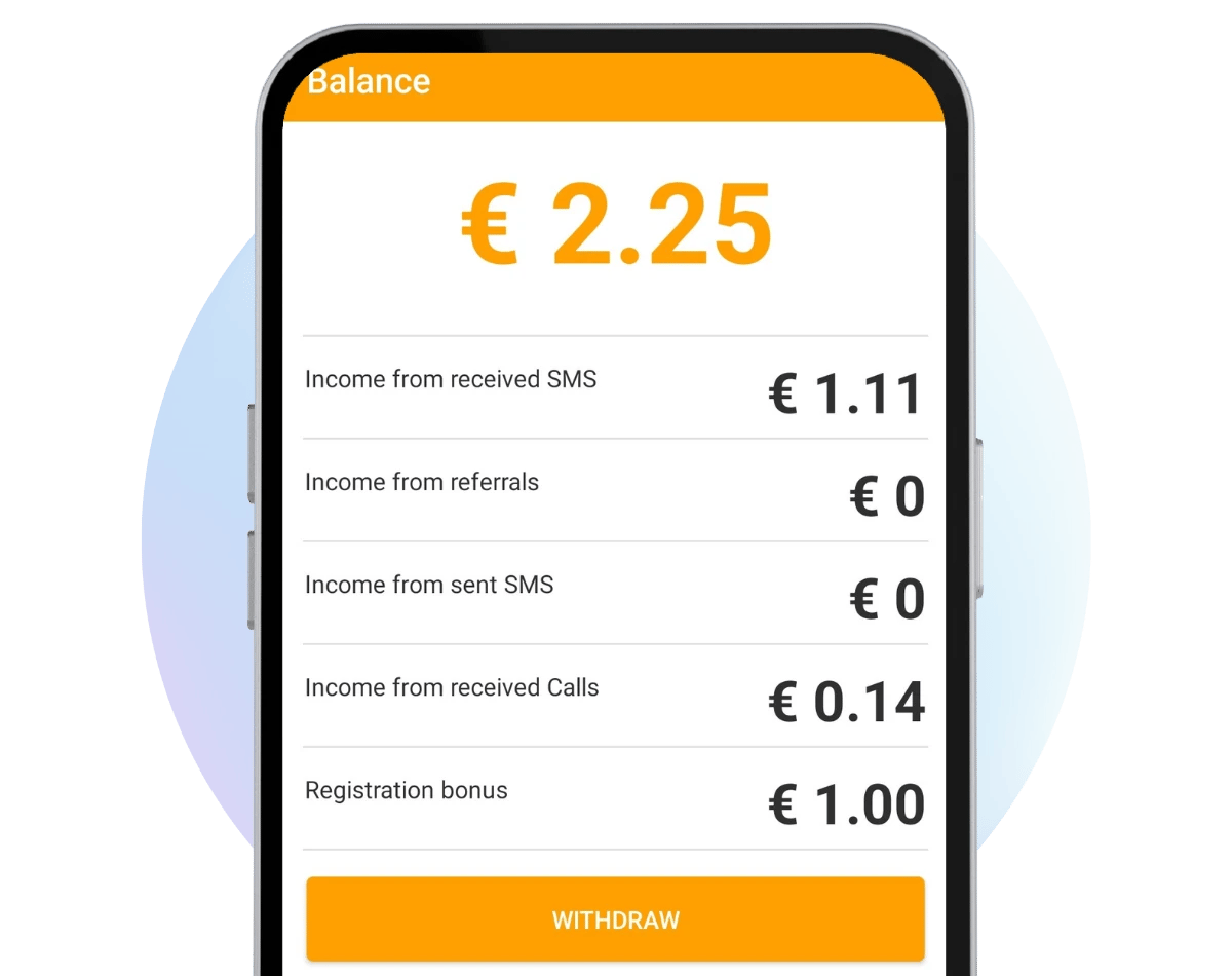 Bouton de retrait Money SMS sur l'écran de solde