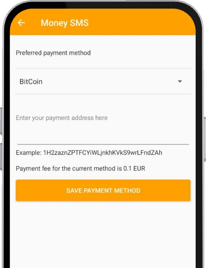Money SMSでBitcoinを支払い方法として選択