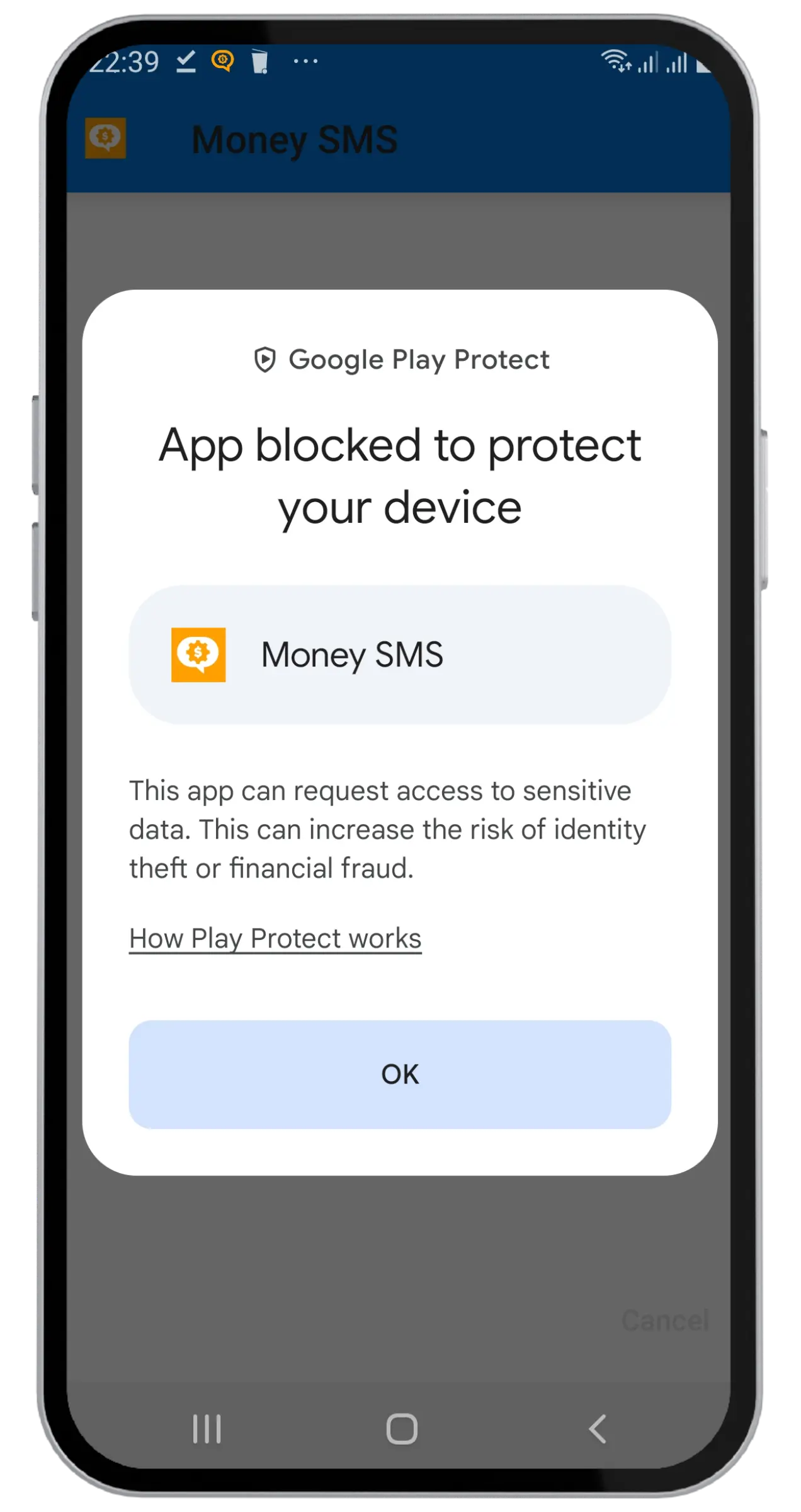 Warnung: App zum Schutz Ihres Geräts blockiert