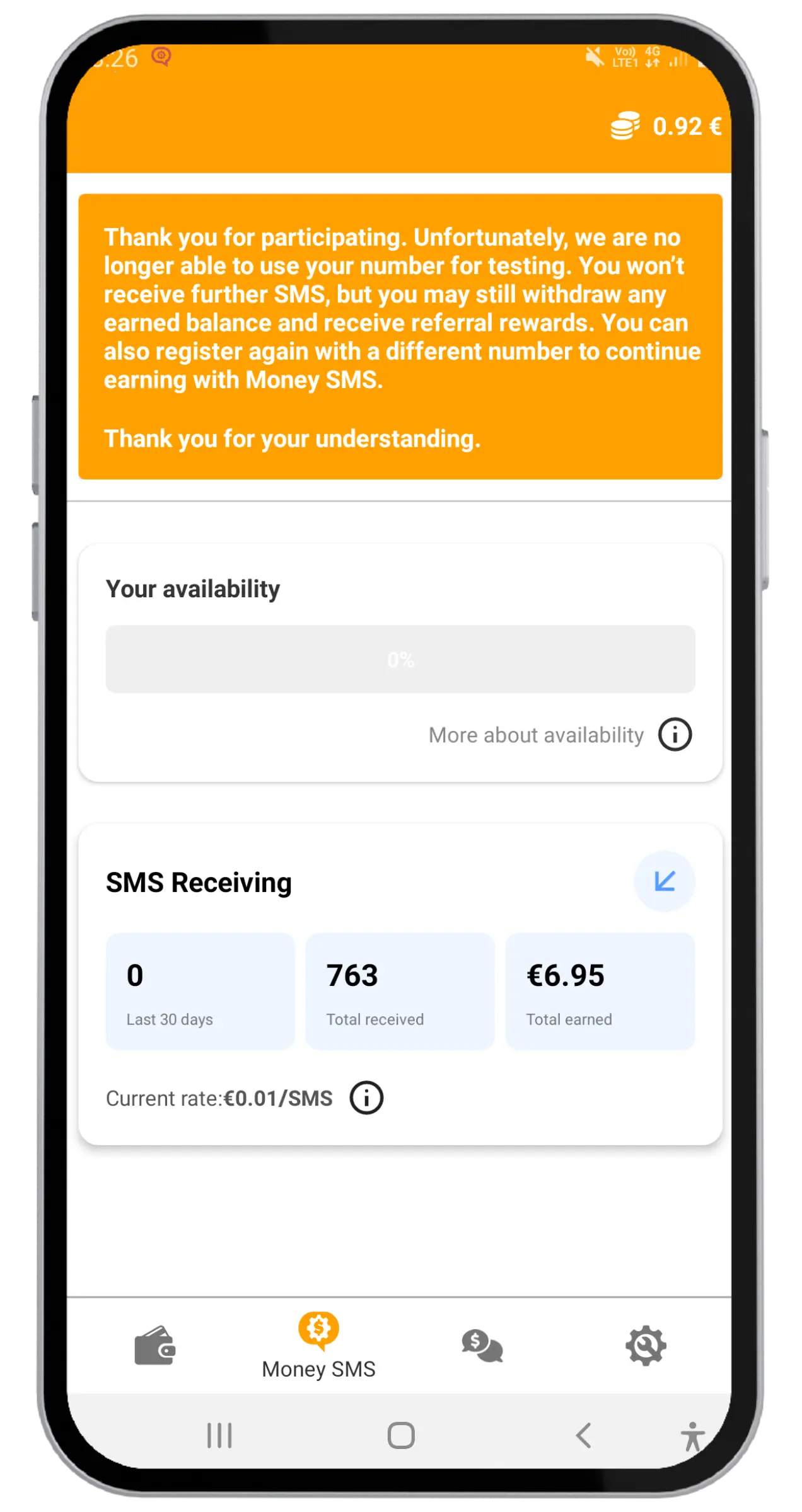 Danke für Ihre Teilnahme - Benachrichtigung