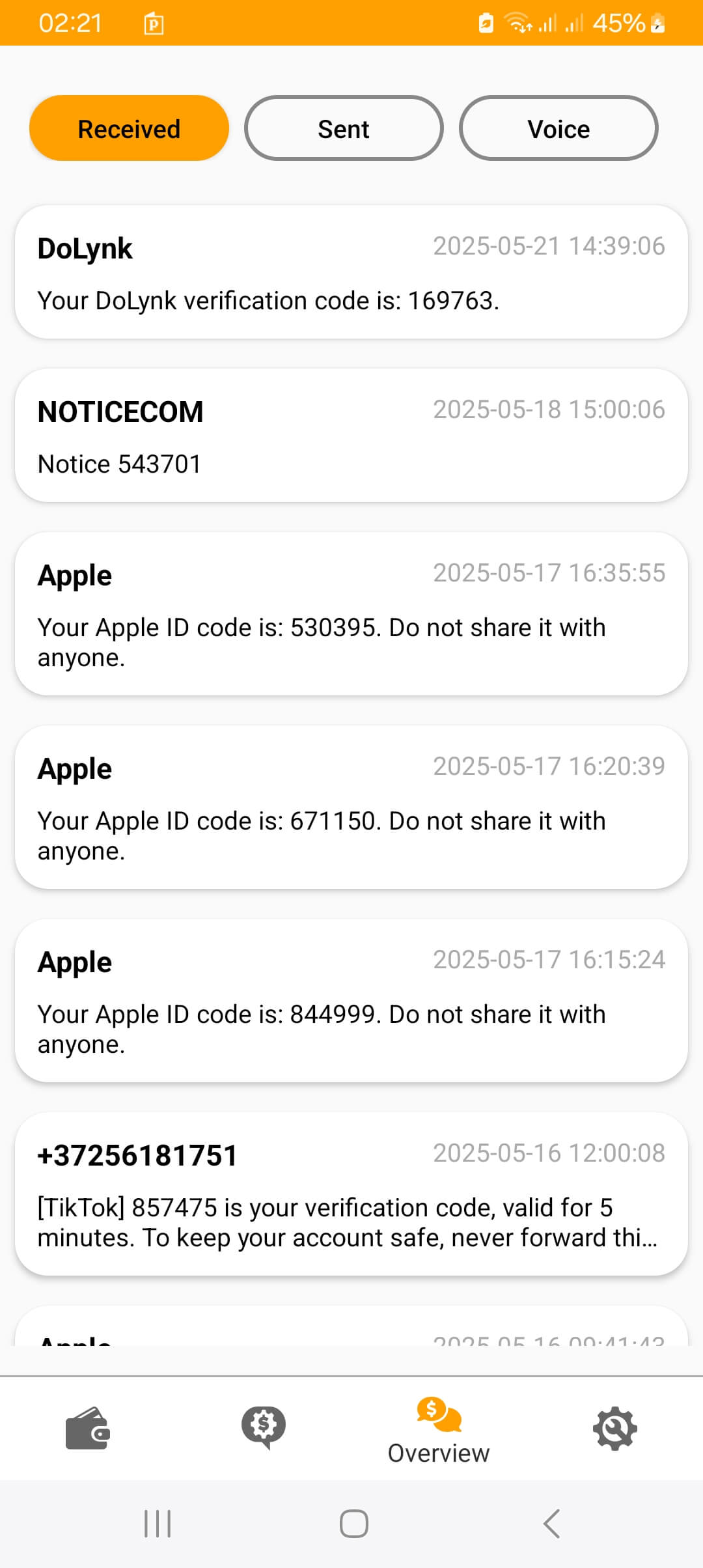 Money SMS enviando mensagens de teste