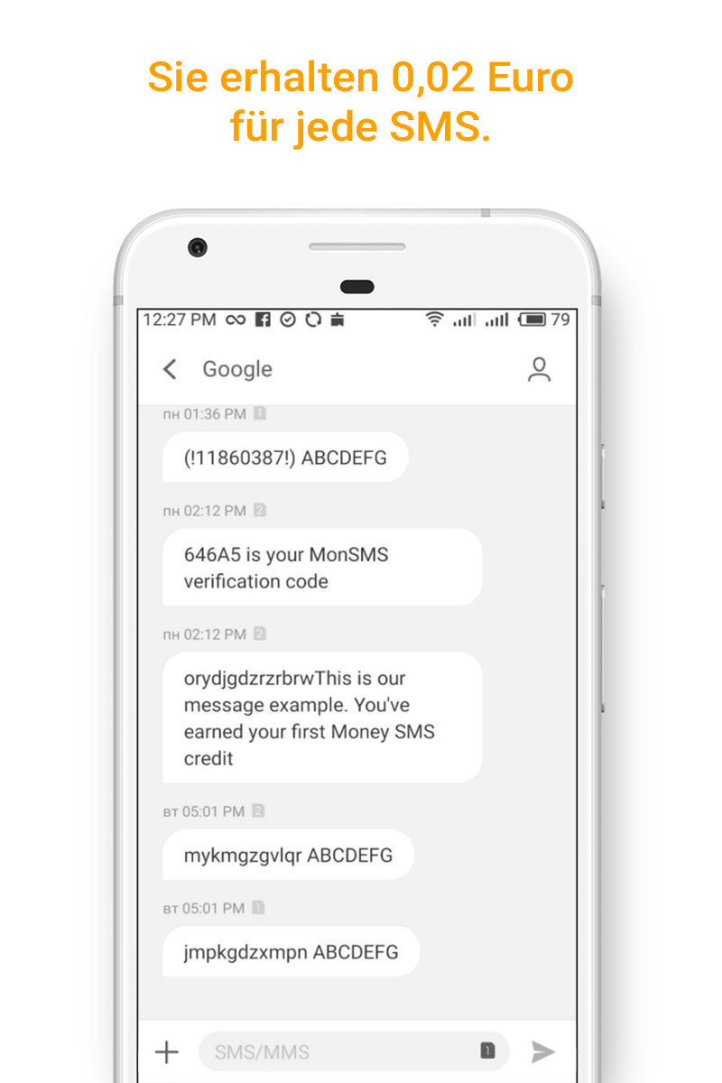 Money SMS app -Sie erhalten 0,02 Euro für jede SMS. - 02-screenshot