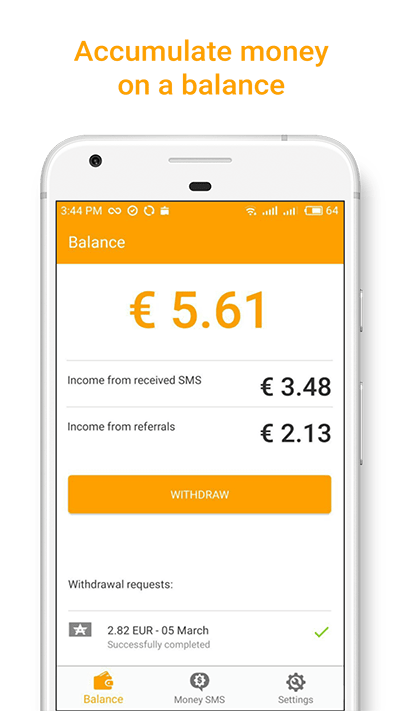Accumulate money on a balance Money SMS min